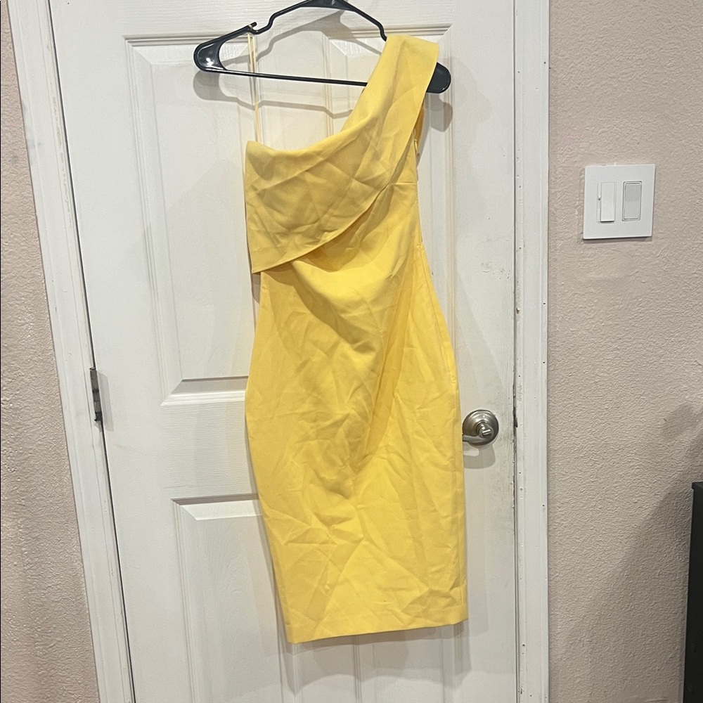 Likely One-Shoulder Yellow Cocktail Dress